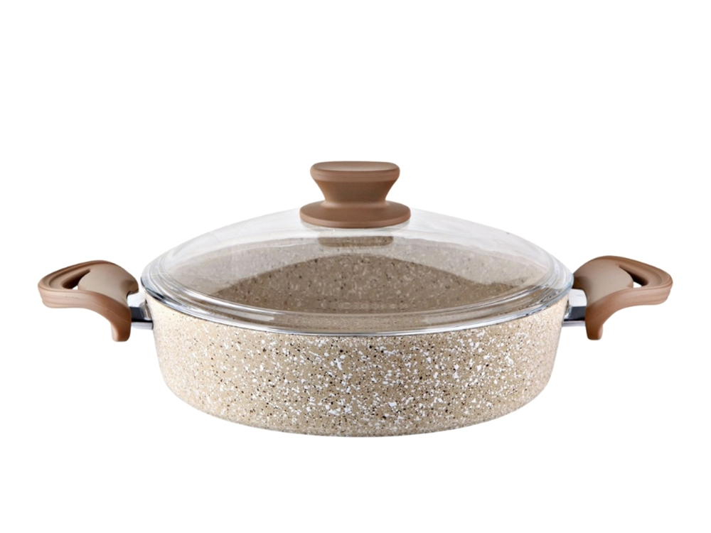 Eco Diez Ezme Serisi Basık Tencere Bakalit Saplı - Kapuçino 32 cm