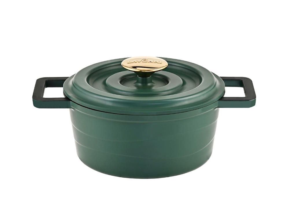 Elexus Serisi Döküm Kapaklı Derin Tencere - Yeşil 24 cm