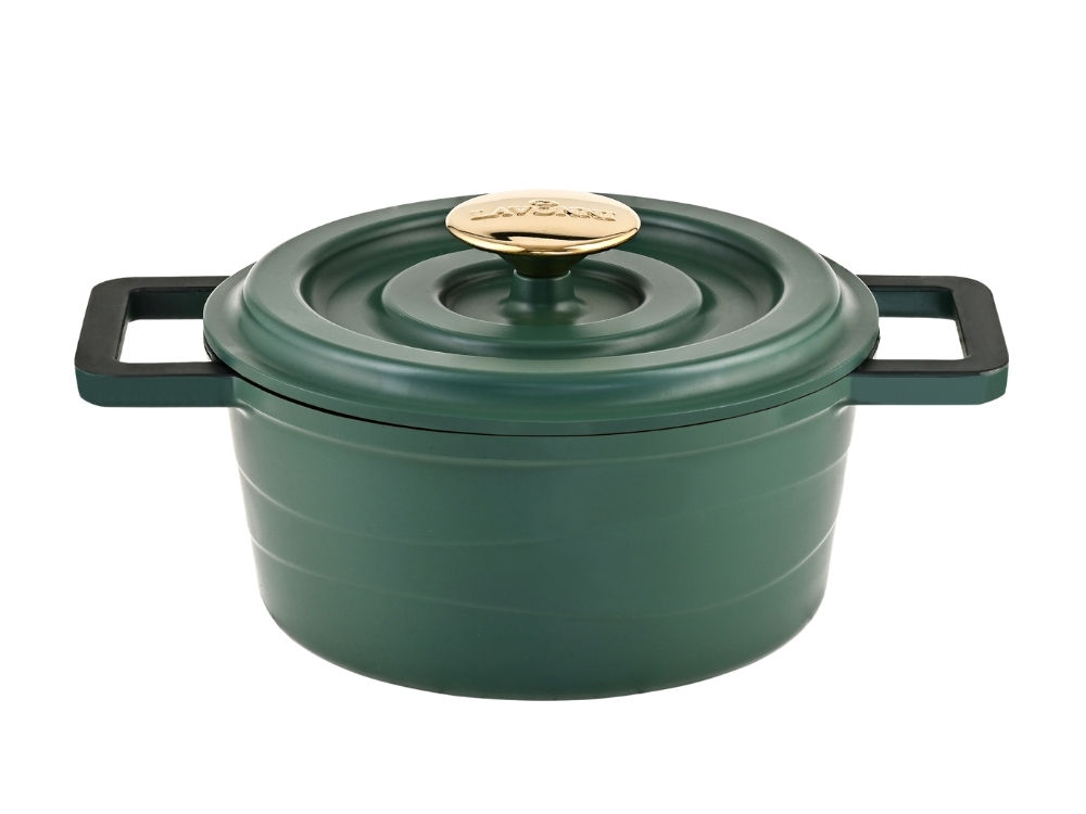 Elexus Serisi Döküm Kapaklı Derin Tencere - Yeşil 28 cm