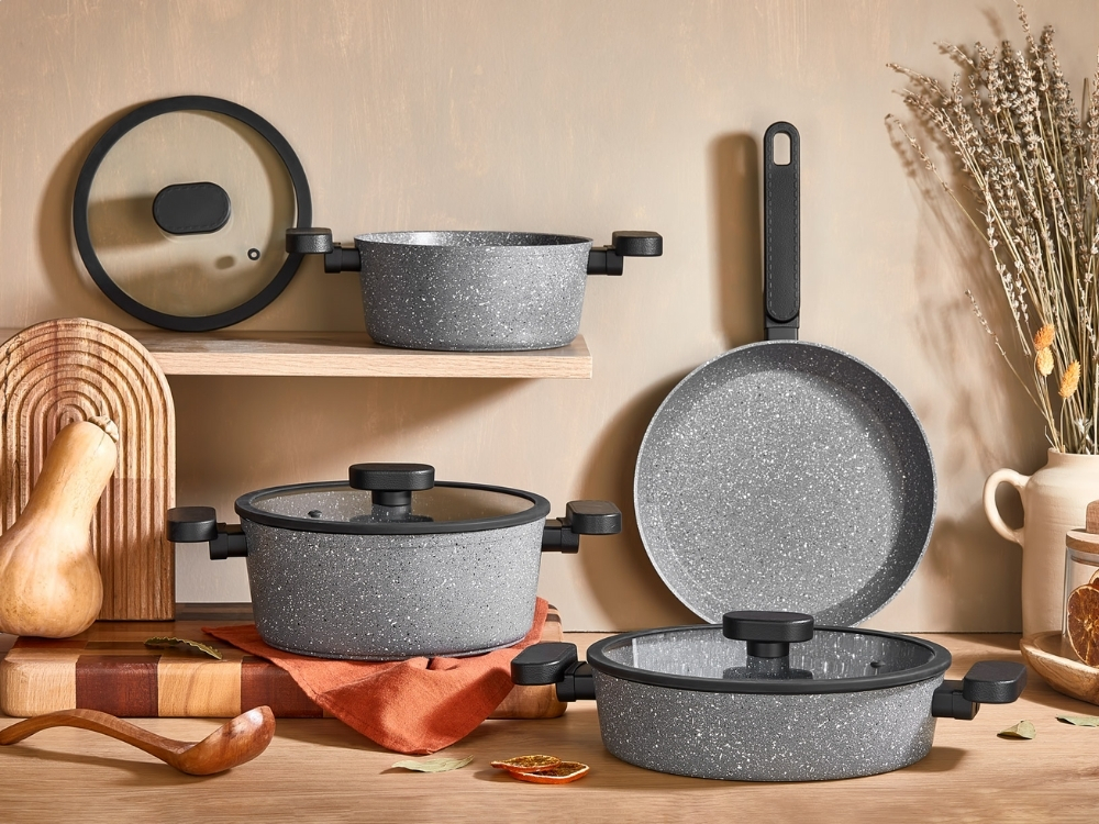 Valeria Ezme Serisi 7 Prç Ezme Tencere Seti - Gri