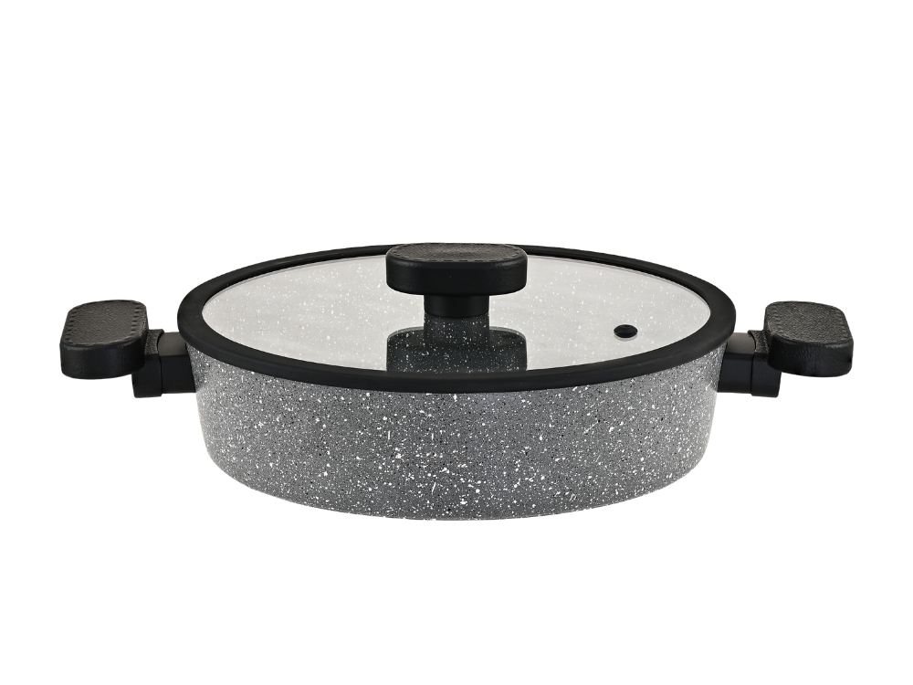 Valeria Ezme Serisi Basik Tencere - Gri 24 cm