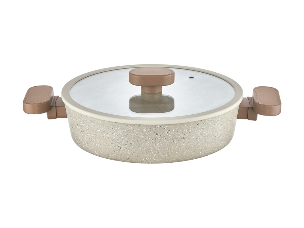 Valeria Ezme Serisi Basik Tencere - Kapuçino 30 cm