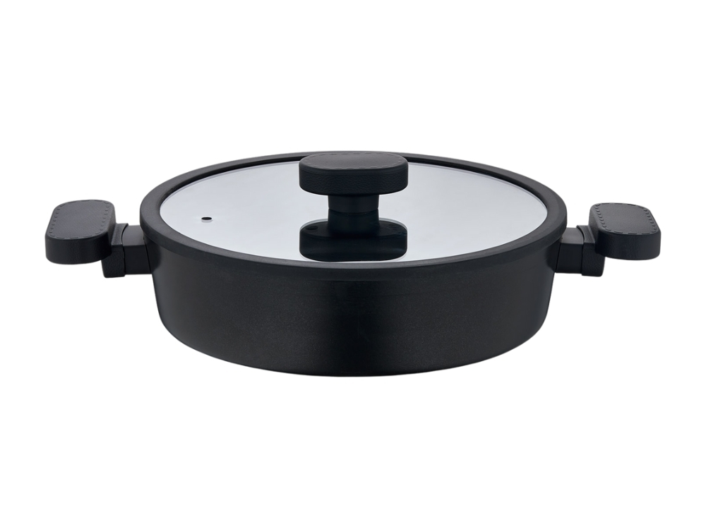 Valeria Ezme Serisi Basik Tencere - Siyah 26 cm