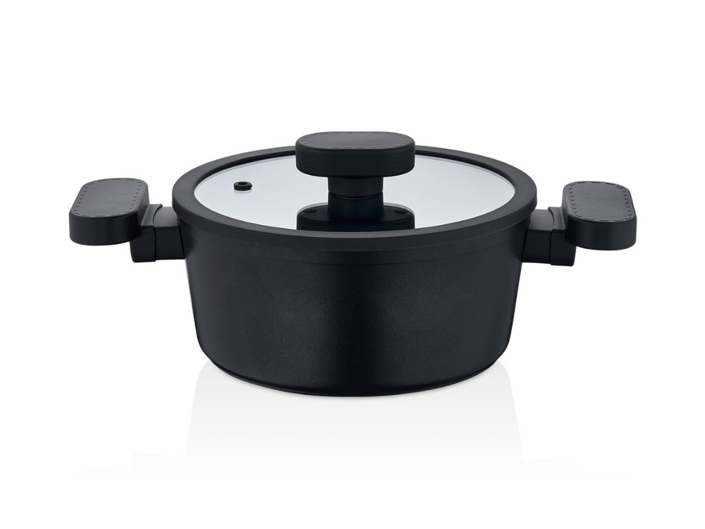 Valeria Ezme Serisi Derin Tencere - Siyah 20 cm